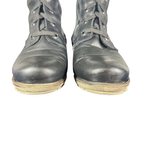 PW Brodie Black Combat Wedge Ankle Boots - Size 6 / 6.5 - Picture 3 of 12